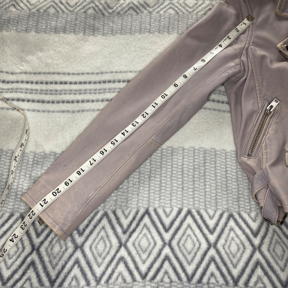 IRO Ashville Cropped Leather Jacket in Light Purple Size 40 - Picture 6 of 16